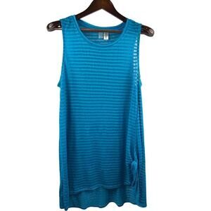 Women’s Mynah Large Oversized Blue Striped Sheer Tank